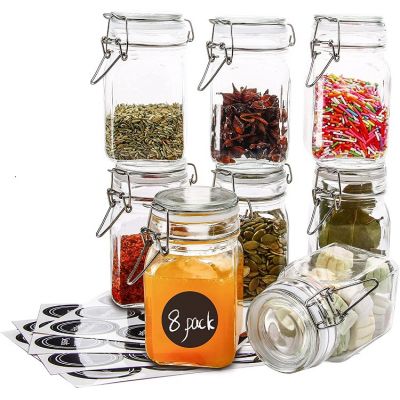 Glass Spice Jar 9 Ounces Glass Jars with Airtight Lids Canning Jars with Bail and Trigger Clamp Lids