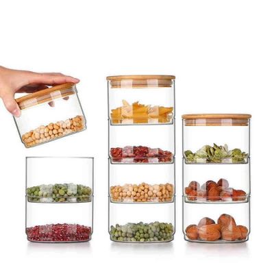 Kitchen Airtight Glass Jars Stackable Storage Jar Containers with Lid Food Spice Glass Salad Bowl Organizer Bottle Candle Jars