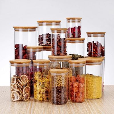 Glass Jar with Lid Cookie Jar Kitchen Jars and Lids Mason candy Jar for Spices Glass Container Wholesale