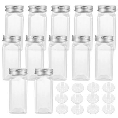 Spice Jars Square Glass Containers Seasoning Bottle Kitchen and Camping Condiment Containers with Cover Lid