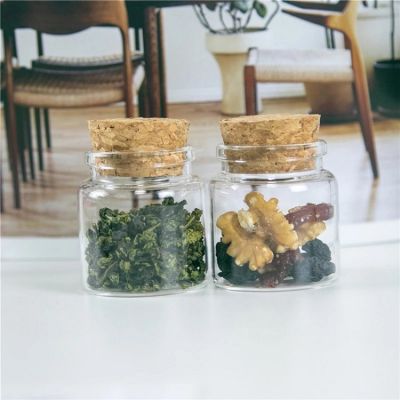 size 47*50*33mm Capacity 50ml Glass Bottles With Cork Small Transparent Mini Empty Glass Vials Jars
