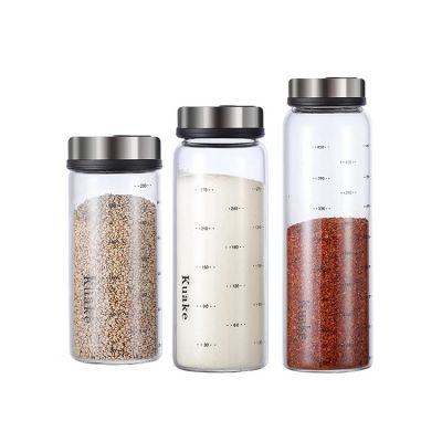 High Borosilicate Glass Seasoning Can Salt Sesame Solid Condiment Seal Bottle Pepper Spice Shaker With Rotary Lid