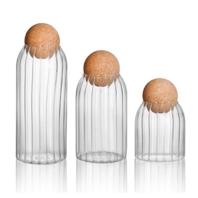 Glass Jar with Airtight Seal Wood Lid Ball Canister Glass Storage Jars for Tea Coffee Spice Sugar Salt S/M/L