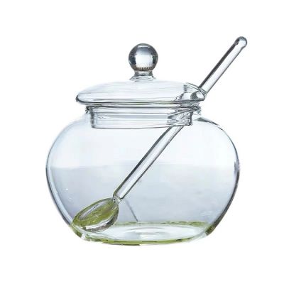Glass Jar Sugar Cookie Bowl with Lid Spoon Transparent Candy Home Kitchen Storage
