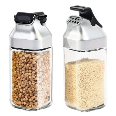 2pcs Glass Spice Salt and Pepper Bottle Spice Jar Kitchen Cooking Seasoning Jar Kitchen Container Barbecue Condiment Bottles