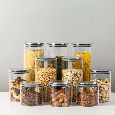 300/500/750/1000ML Glass Airtight Storage Jars Kitchen Food Storage Canister Containers For Candy Cookies Sugar Flour
