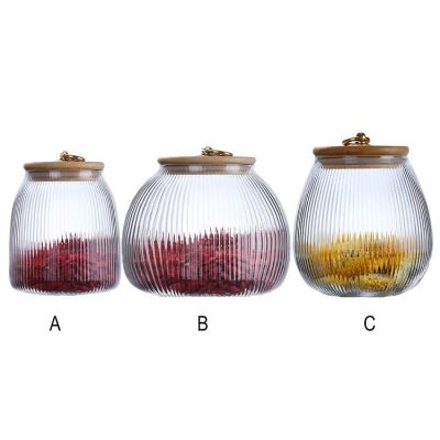Glass Airtight Canister with Bamboo Lid Kitchen Storage Bottles Sealed Food Container Tea Coffee Bean Grain Candy Jar Organizer