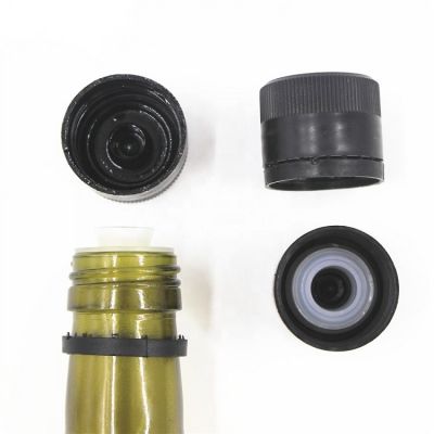 Black plastic olive oil cap with easy pourer stocked