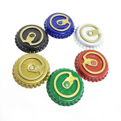 Wholesale non spill 26mm tinplate ropp closure for glass beverage bottle easy open ring pull crown cap