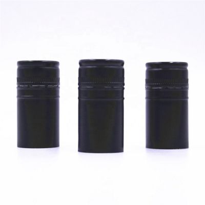 Stocked 30*60mm plain black color sarantin saranex PE liner BVS finish stevin aluminium screw wine glass bottle cap