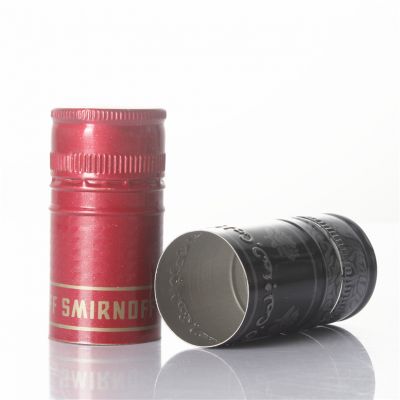 30*60mm aluminumscrewcap for wine bottle with embossing and logo printing for BVS bottle finish