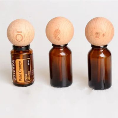 Wholesale Wooden Ball Silicone Sealed Aromatherapy Oil Bottle Stopper Perfume Trim Essential Oil bottle Caps
