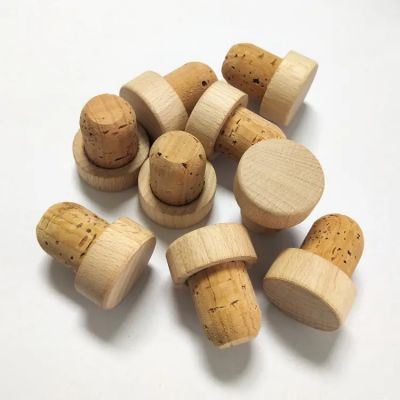 Customized Unique 19.5 mm Top Metal Aluminum Embossed Whiskey Whisky Vodka Brandy Wooden Cork Stopper