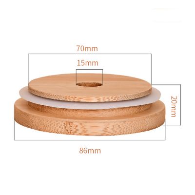 Environmental Friendly 86mm Natural Bamboo Straw Lid For Wide Mouth Canning Jar