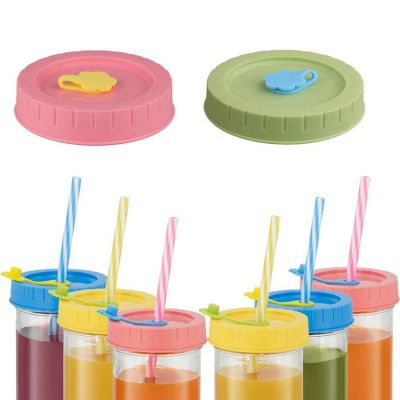 70mm BPA Free Plastic Drinking Jar Lid with Straw Hole for Regular Mouth Mason Jar