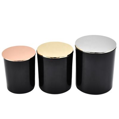 Hot selling frosted black candlestick aromatherapy wax glass oil cylinder candle jar