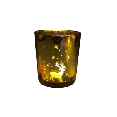 Sell the new electroplated radium carved glass candle jar color electroplated gold and silver glass candlestick
