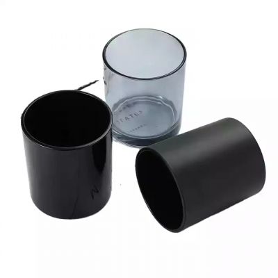 2021 hot sale 200ml 320ml 440ml glossy black white candle jar with air tight bamboo lid