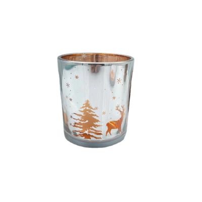 Popular new electroplating silver glass candle jar electroplating engraving hollow aromatherapy candle table