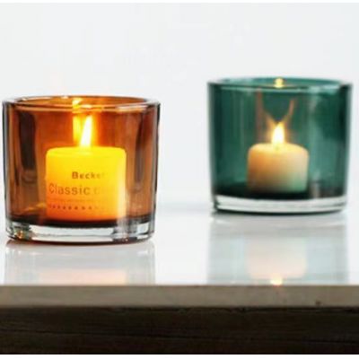 Customized processing 3oz 10oz European creative color transparent candlestick scented candle glass jar