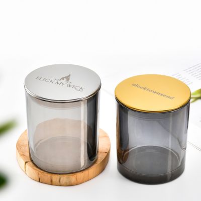 Hot Sale Gray Candle Jars Heat Resistant Candle Jars Custom Logo Flat Sealed Metal Lid