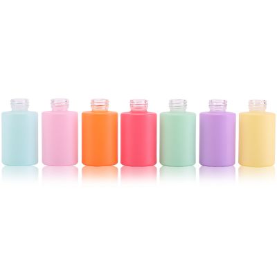 Flat shoulder colorful frosted essential oil serum glass dropper bottle
