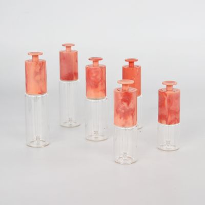 New design essential oil glass bottle with pink marble press dropper
