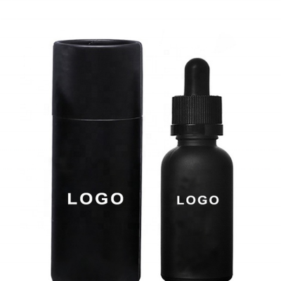 Essential oil packaging 5ml 10ml 15ml 30ml 50ml 100ml empty e liquid matte black CBD serum glass dropper bottle with paper tube