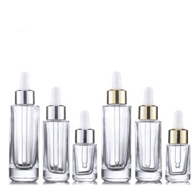 Cosmetic 10ml 15ml 30ml 50ml 100ml CBD essential oil square clear serum glass dropper bottle with gold cap for aroma perfume oil