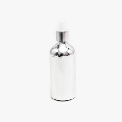 Electroplated silver 100ml glass dropper bottles for CBD oil