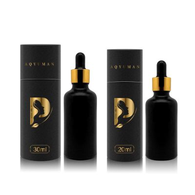 luxury Essential oil packaging 5ml 10ml 15ml 30ml 50ml 100ml cosmetic eye matte black CBD serum glass dropper bottle with box