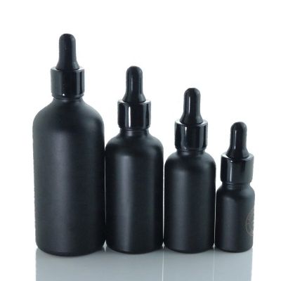 5ml 10ml 15ml 20ml 30ml 50ml 100ml 1oz Matte Black Glass Dropper Pipette Bottle Beard CBD Essential Oil Cosmetic Bottle
