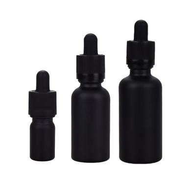 Cosmetic Oil Packaging CBD Oil Glass Bottle Black 5ml 10ml 15ml 20ml 30ml 50ml 100ml Luxury Essential Oil Screen Printing