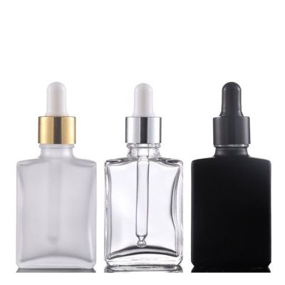 Free samples Square Clear Glass Pipette 30ml 50ml 100ml Essential Oil Rectangle Glass Dropper Bottles With Pipette For Cbd Oil