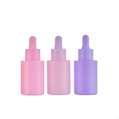 Luxury CBD oil 30ml 1OZ pink purple glass dropper essential oil bottle with plastic collar