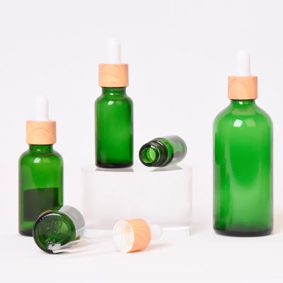 Custom 1oz 2oz 5ml 10ml 15ml 20ml 30ml 50ml 100ml CBD Herb Hemp Essential Oil Cosmetic Face Serum Green Glass Dropper Bottle