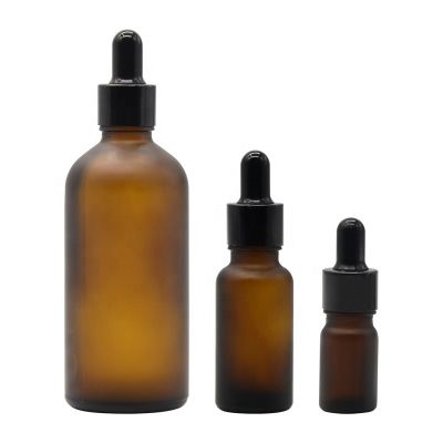 China wholesale 10ml matte amber empty black dropper face cream essential CBD oil glass frosted serum bottle