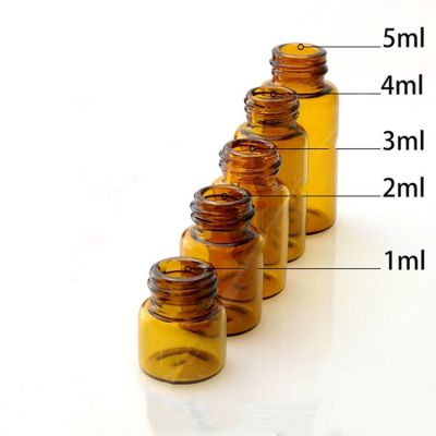 Small Capacity Amber Glass Bottle For Essential Oil CBD Oil Sample Package Travel Glass Bottle For Essential Oil