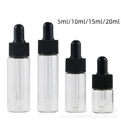 Mini essential oil display vials small test container 1ml 2ml 3ml 5ml amber clear glass dropper bottle for CBD oil