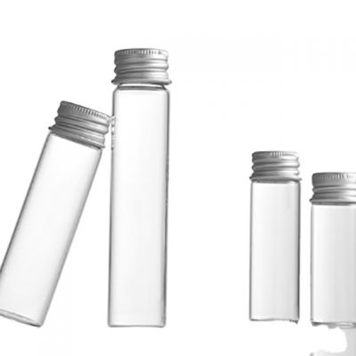 Aluminum cap transparent candy pre roll tube bottle sealing sample control glass bottle for screw mouth bottle gift vial