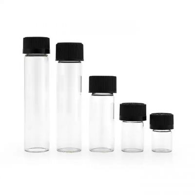 High quality 5ml 10ml 30ml 40ml 45ml smell proof glass vial clear round glass tube bottle with child resistant cap