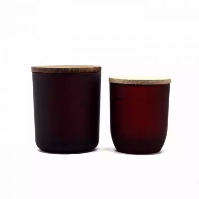 Dark red brown glass candle holder 6oz 10oz candle jar with lid custom color popular size supplier wholesale