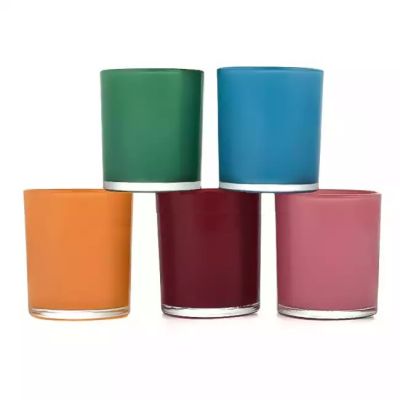 Rainbow color candle jar votive candle glass holder wholesale for wedding table white red pink green yellow