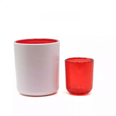 New design unique color candle glass holder red yellow green pink candle jar 10oz and 3oz