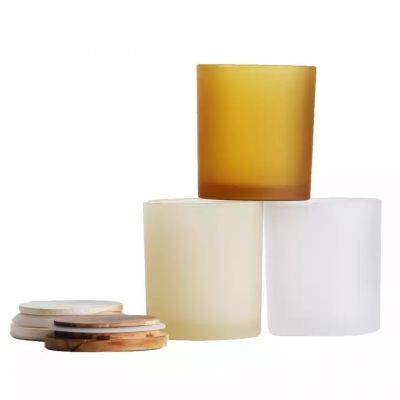 Wholesale amber candle jar with bamboo lid transparent container candle vessels wholesale for candle making