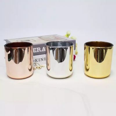 high quality electroplating colorful 10oz 12oz 14oz 16oz 18oz 20oz hot selling rose gold silver glass candle jar