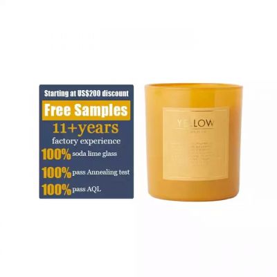 custom LOGO personalized luxury scented paraffin or soy candle in orange yellow bule black colored glass holder upscal