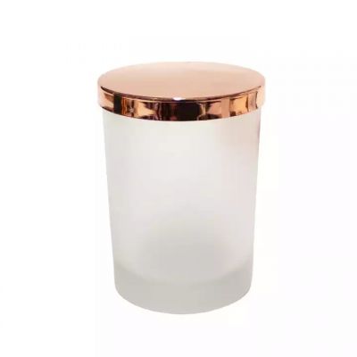 good quality new design hot selling matte white frosted 10oz 12oz 14oz 16oz 18oz 20oz glass candle jar with metal lid