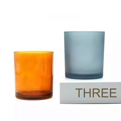 Luxury Empty Christmas Wholesale Gradient White Pink Yellow Amber Red Glass Candle Jars With Lids In Bulk
