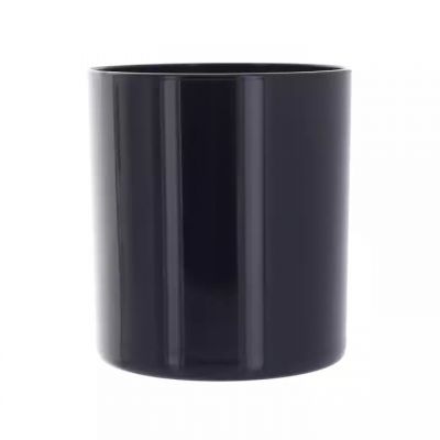 220 ml 300ml Glass Candle Jars Empty Cylinder Black 9cm Glass Candle Jar With Lid For Candle Making